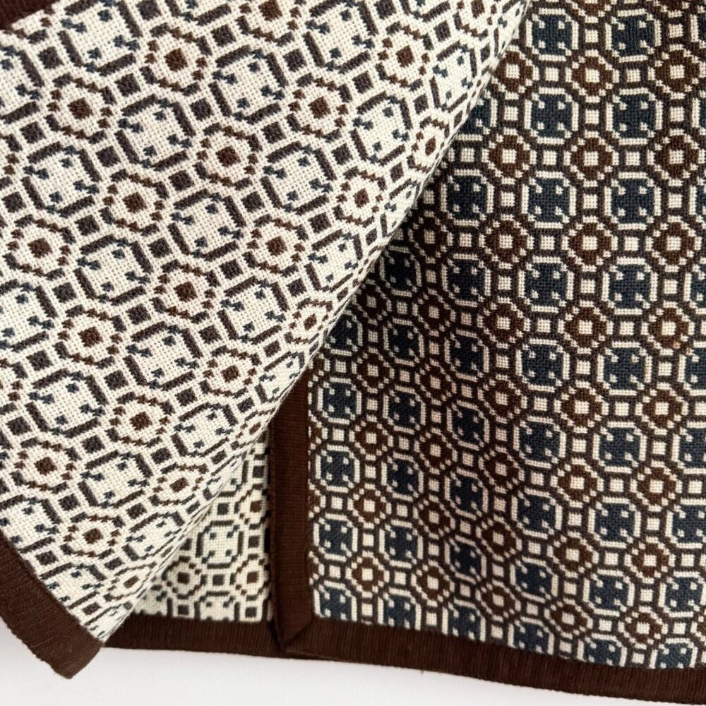 Vintage Geometric Patterned Pencil Skirt - Brown and Cream - Picture 8 of 9